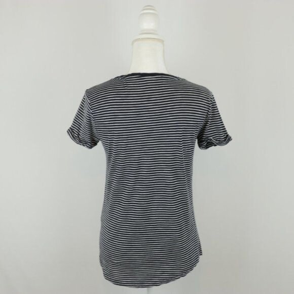 H&M Women's Extra Small Black White Striped Scoop Neck Short Sleeve Tee - Picture 3 of 7